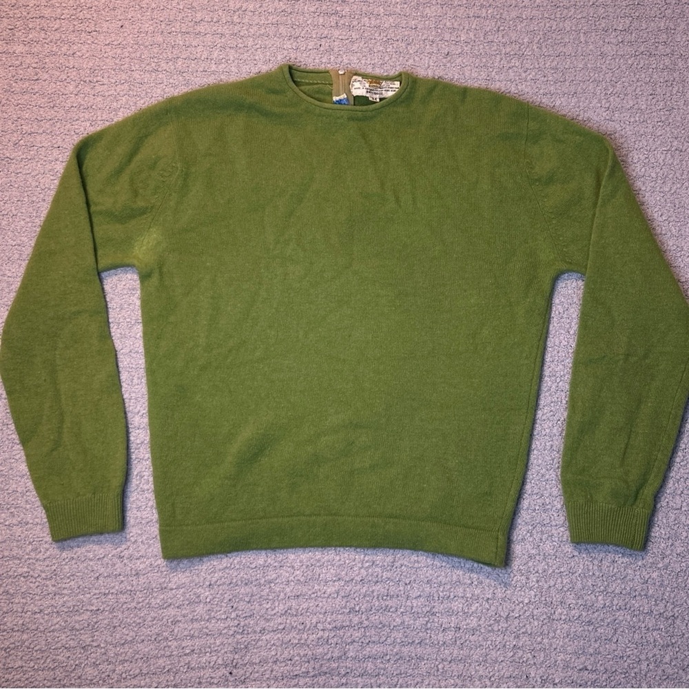 1960s Toni GNM for Sears Roebuck Co Green‎ Lambswool Angora Knit Sweater Size 34